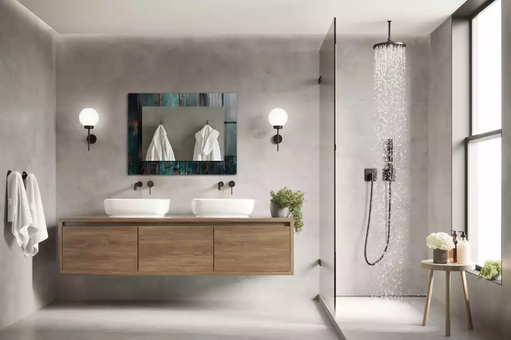 Obdélníkové dekorační zrcadlo Dřevěné zelené desky