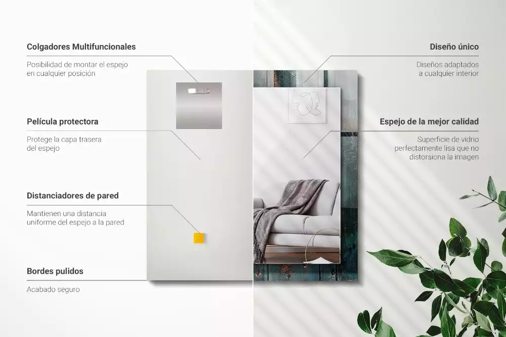 Obdélníkové dekorační zrcadlo Dřevěné zelené desky