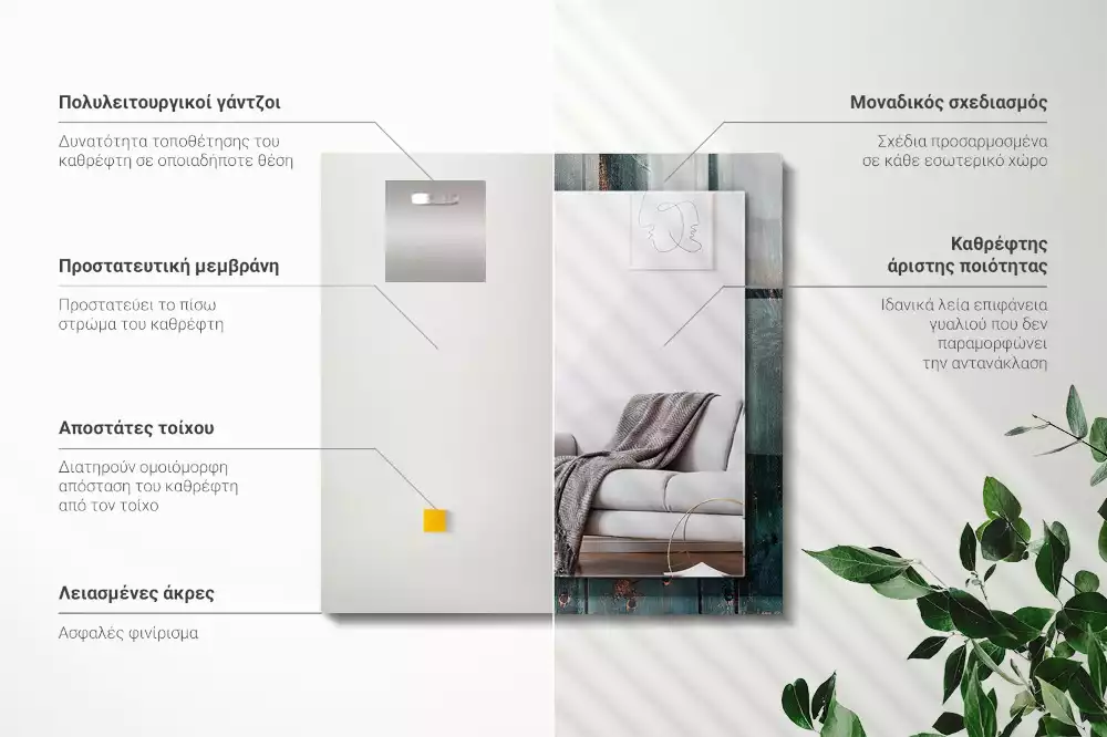 Obdélníkové dekorační zrcadlo Dřevěné zelené desky