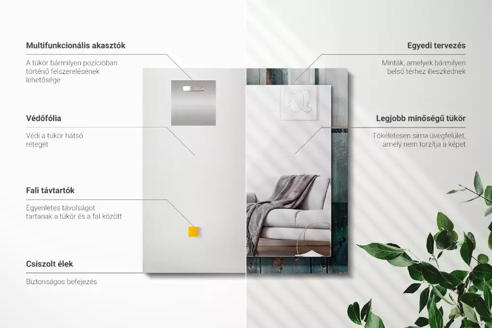 Obdélníkové dekorační zrcadlo Dřevěné zelené desky