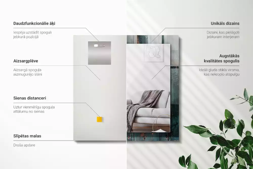 Obdélníkové dekorační zrcadlo Dřevěné zelené desky