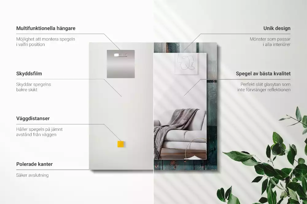 Obdélníkové dekorační zrcadlo Dřevěné zelené desky