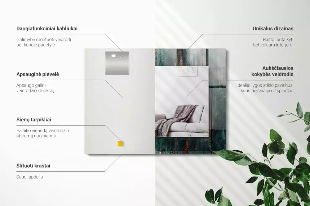 Obdélníkové dekorační zrcadlo Dřevěné zelené desky