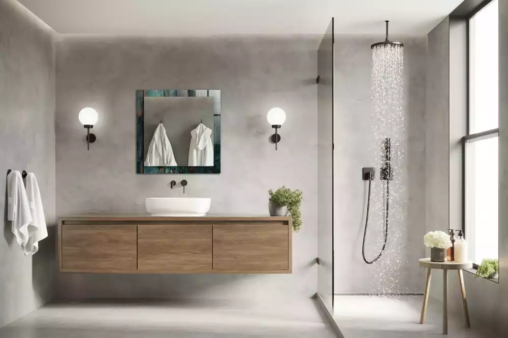 Obdélníkové dekorační zrcadlo Dřevěné zelené desky