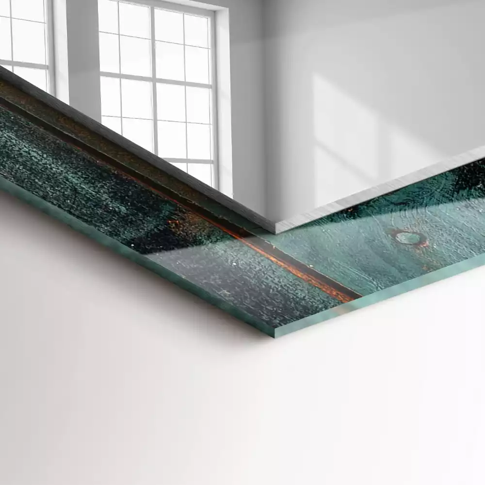 Obdélníkové dekorační zrcadlo Dřevěné zelené desky