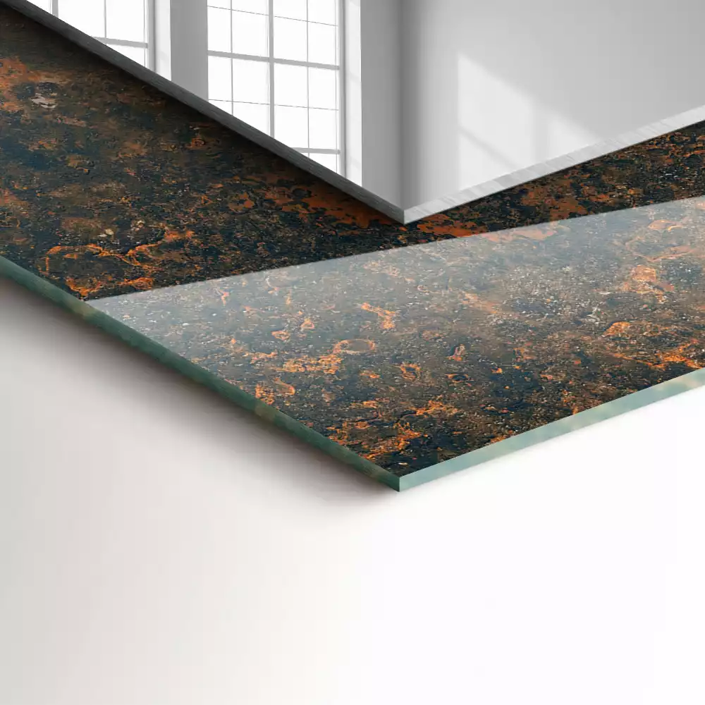 Obdélníkové dekorační zrcadlo Rezavý kov