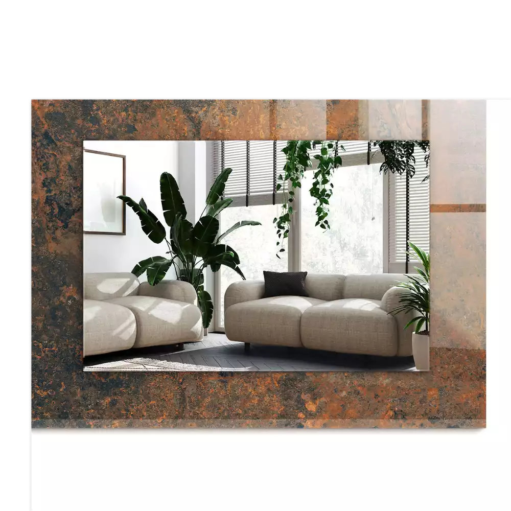 Obdélníkové dekorační zrcadlo Rezavý kov