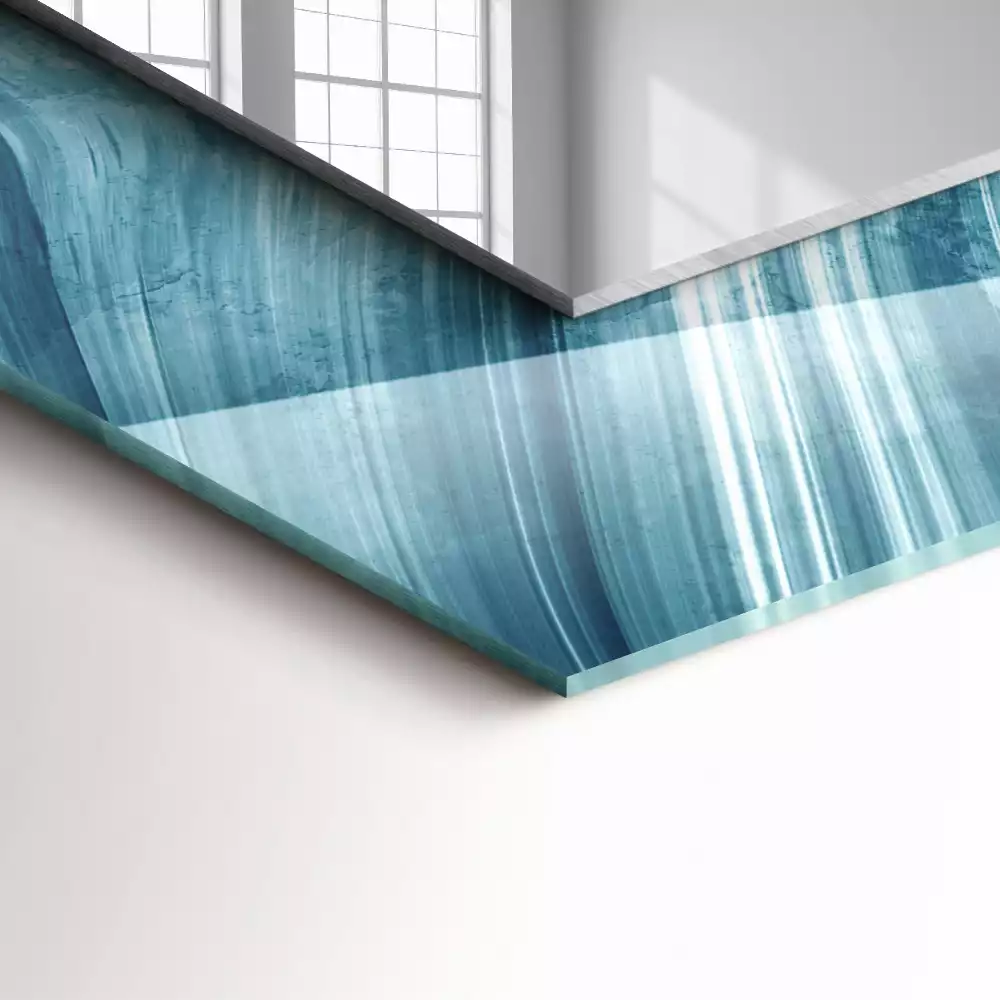 Obdélníkové dekorační zrcadlo Abstraktní modré čáry