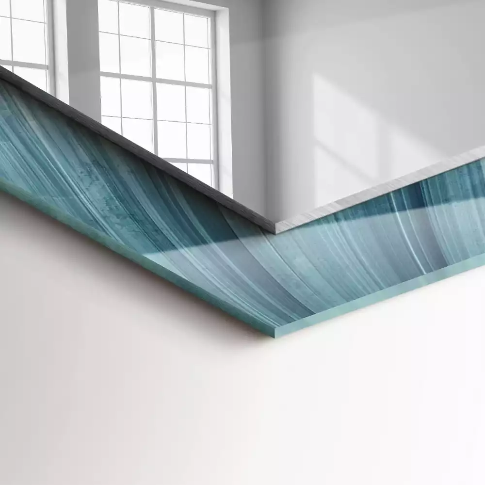 Obdélníkové dekorační zrcadlo Abstraktní modré čáry