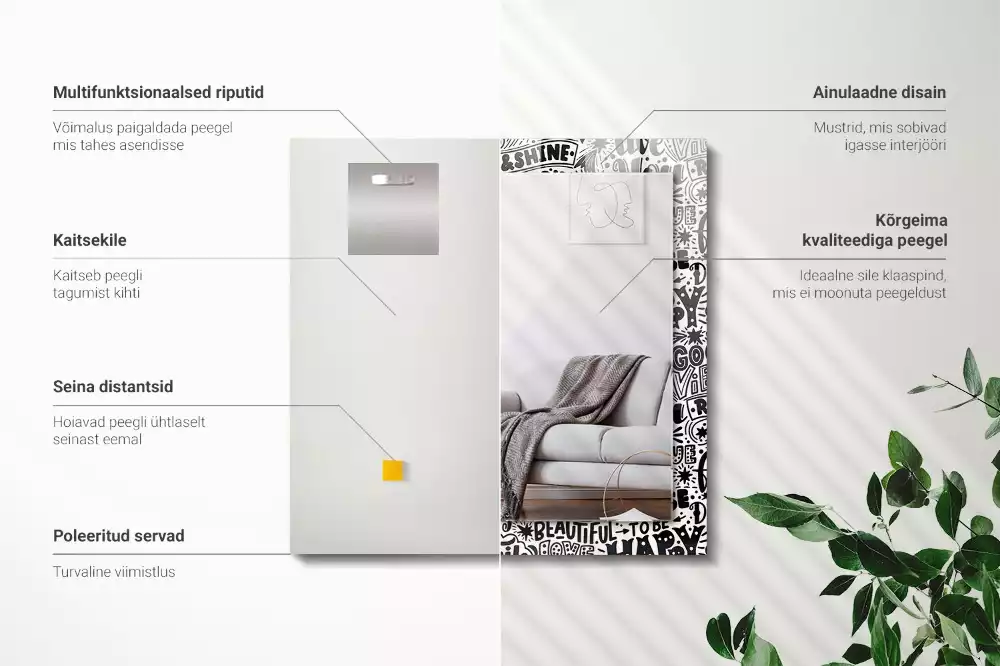 Obdélníkové dekorační zrcadlo Motivační ruční písmo