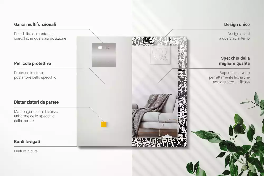 Obdélníkové dekorační zrcadlo Motivační ruční písmo