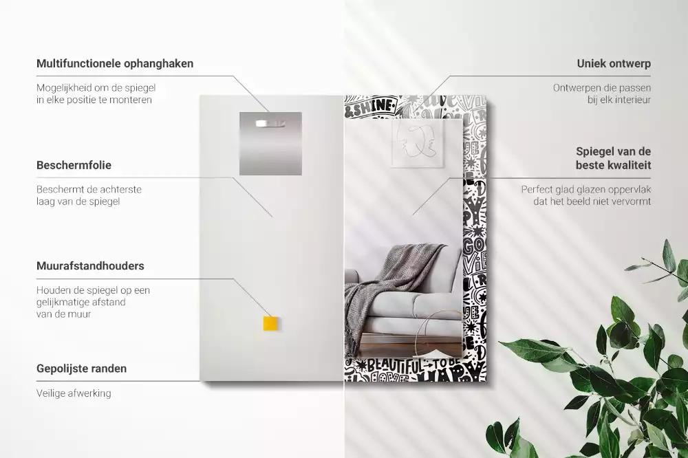 Obdélníkové dekorační zrcadlo Motivační ruční písmo