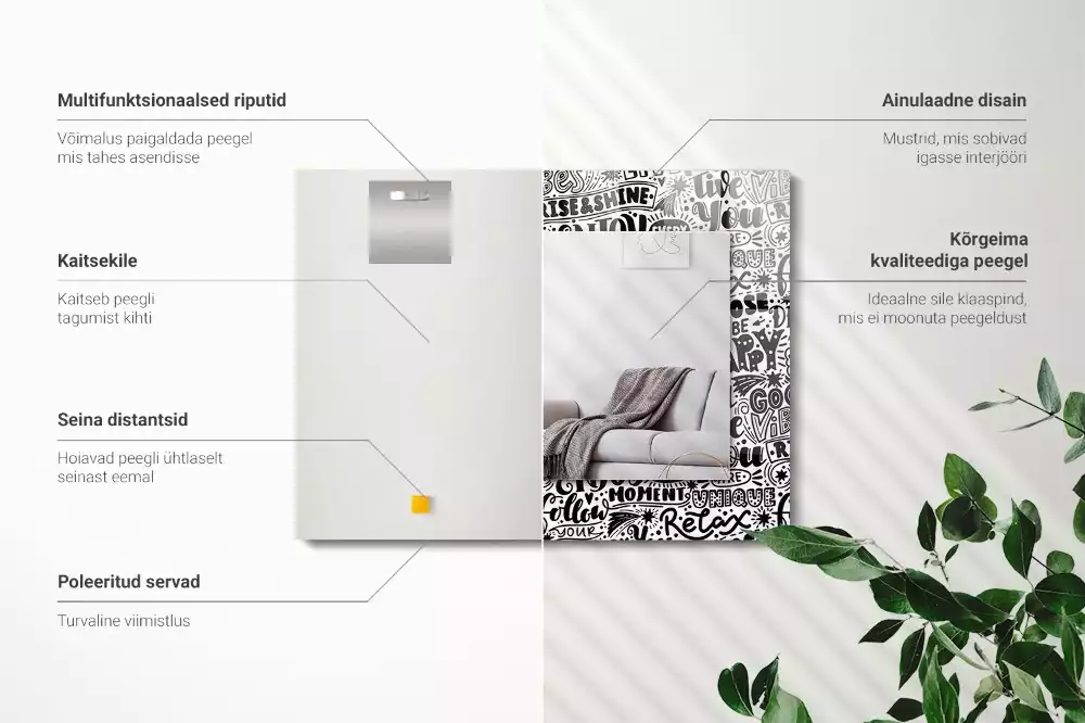 Obdélníkové dekorační zrcadlo Motivační ruční písmo