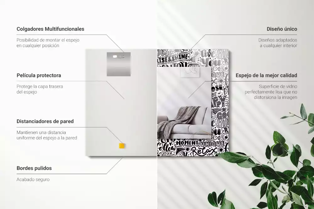 Obdélníkové dekorační zrcadlo Motivační ruční písmo