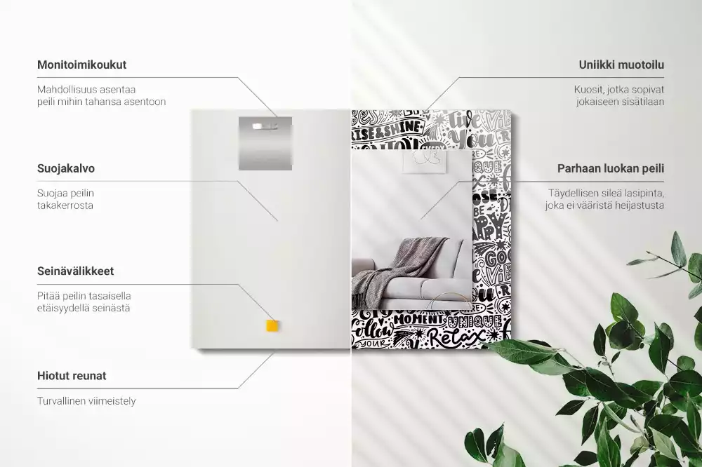 Obdélníkové dekorační zrcadlo Motivační ruční písmo