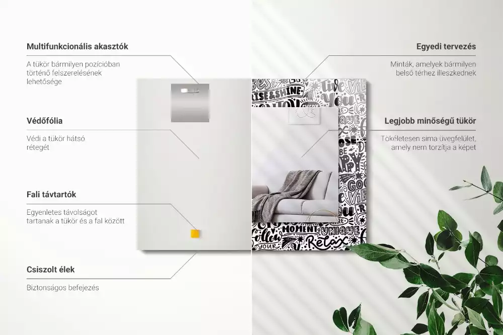 Obdélníkové dekorační zrcadlo Motivační ruční písmo