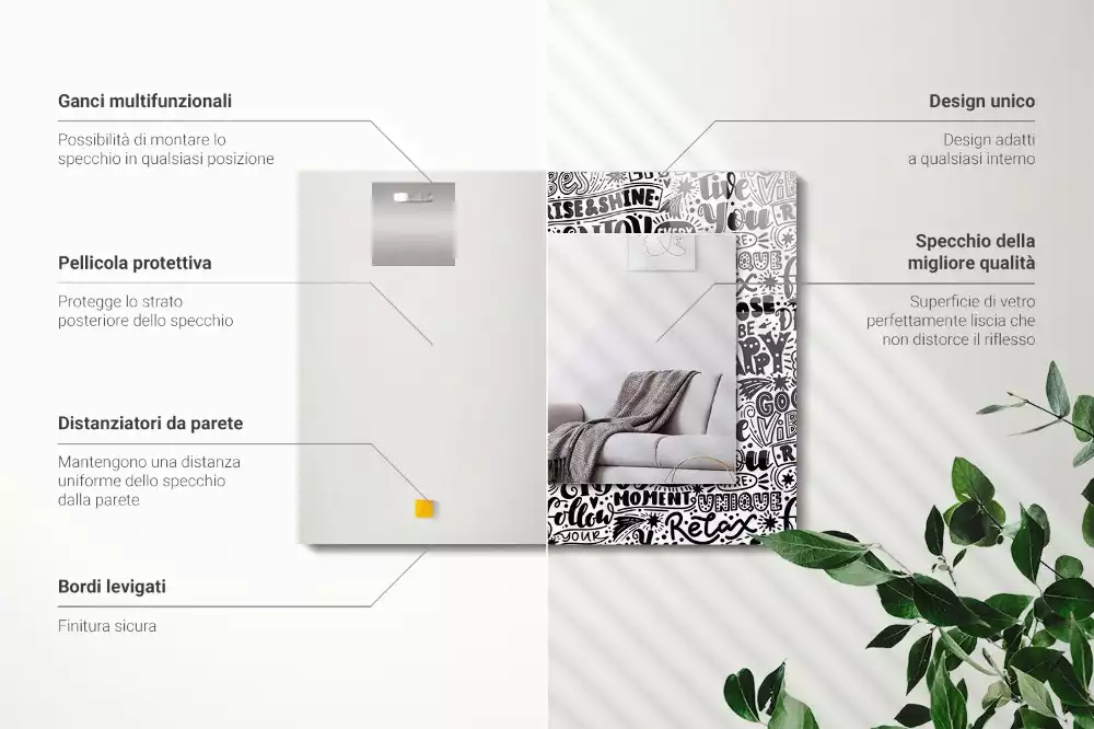 Obdélníkové dekorační zrcadlo Motivační ruční písmo