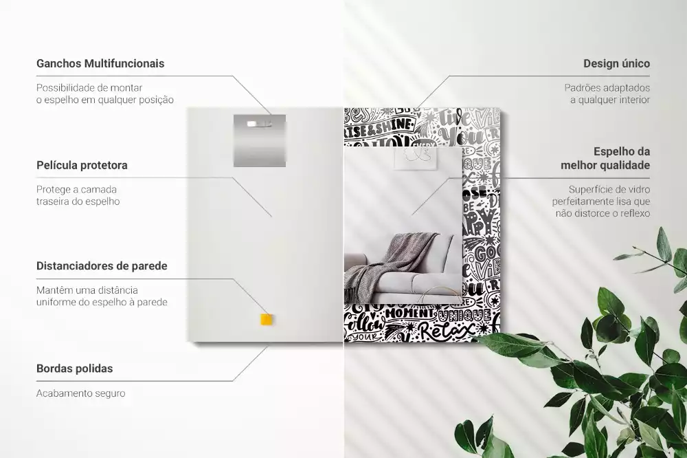 Obdélníkové dekorační zrcadlo Motivační ruční písmo