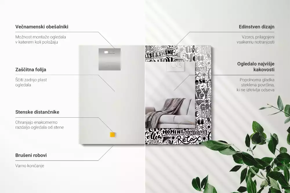 Obdélníkové dekorační zrcadlo Motivační ruční písmo