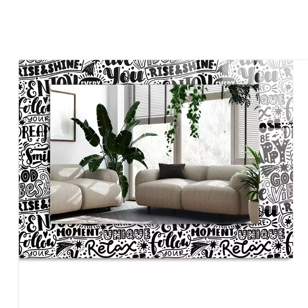 Obdélníkové dekorační zrcadlo Motivační ruční písmo