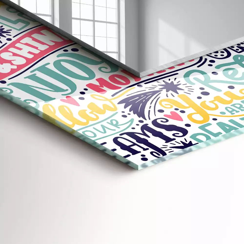 Obdélníkové dekorační zrcadlo Barevné motivační nápisy