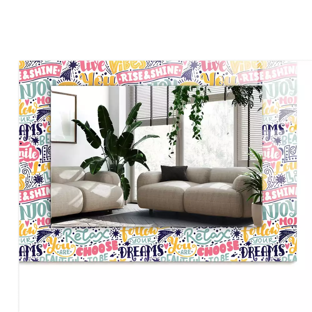 Obdélníkové dekorační zrcadlo Barevné motivační nápisy