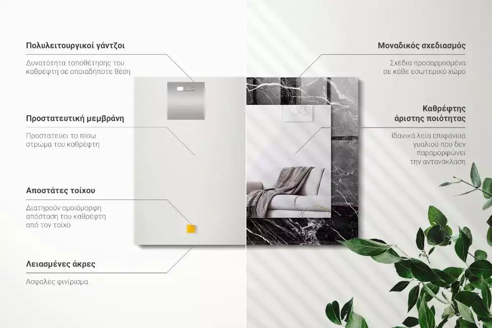 Obdélníkové dekorační zrcadlo Černý mramor