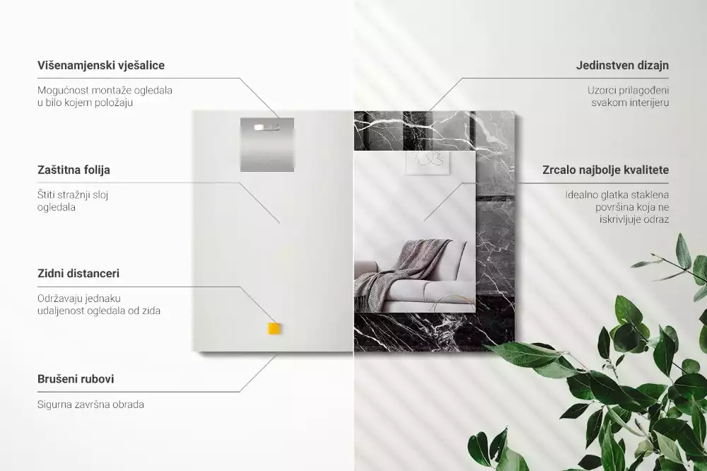 Obdélníkové dekorační zrcadlo Černý mramor