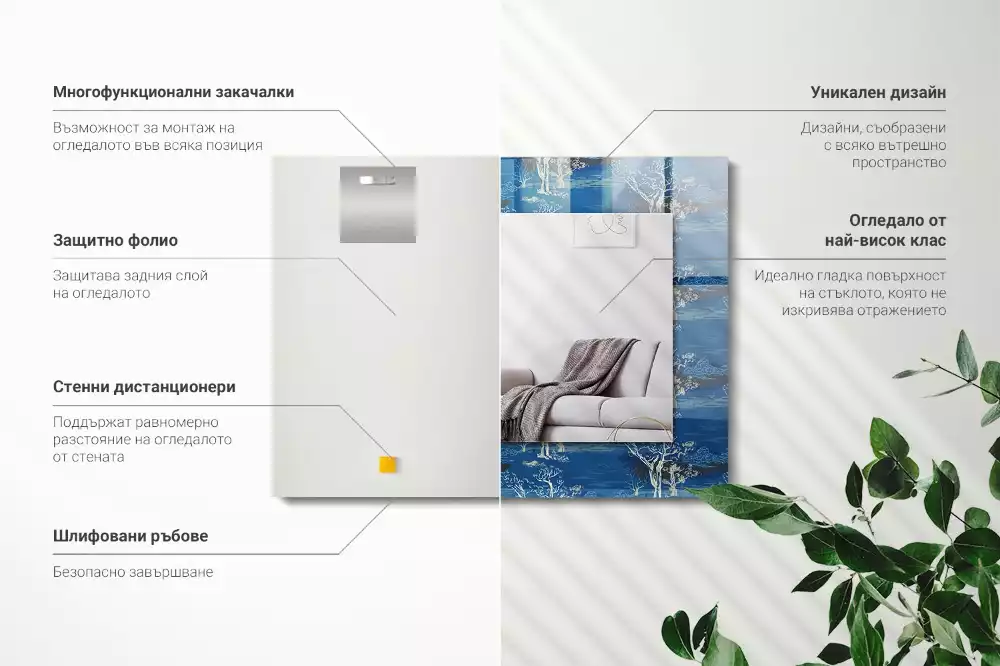 Obdélníkové dekorační zrcadlo Krajina stromů