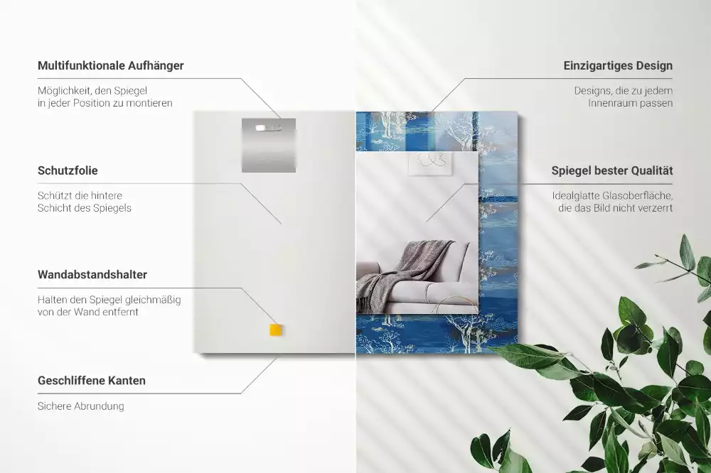 Obdélníkové dekorační zrcadlo Krajina stromů