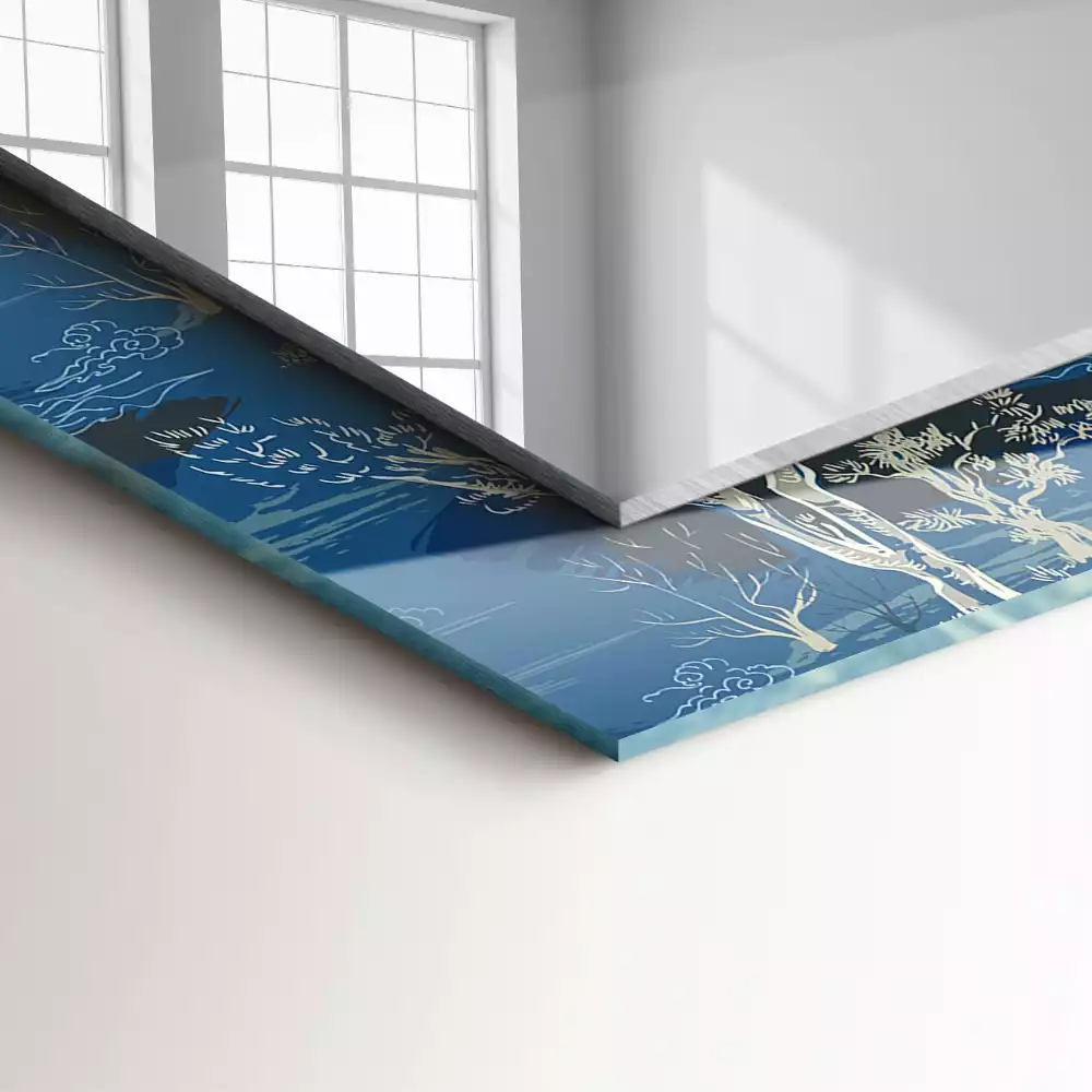 Obdélníkové dekorační zrcadlo Krajina stromů