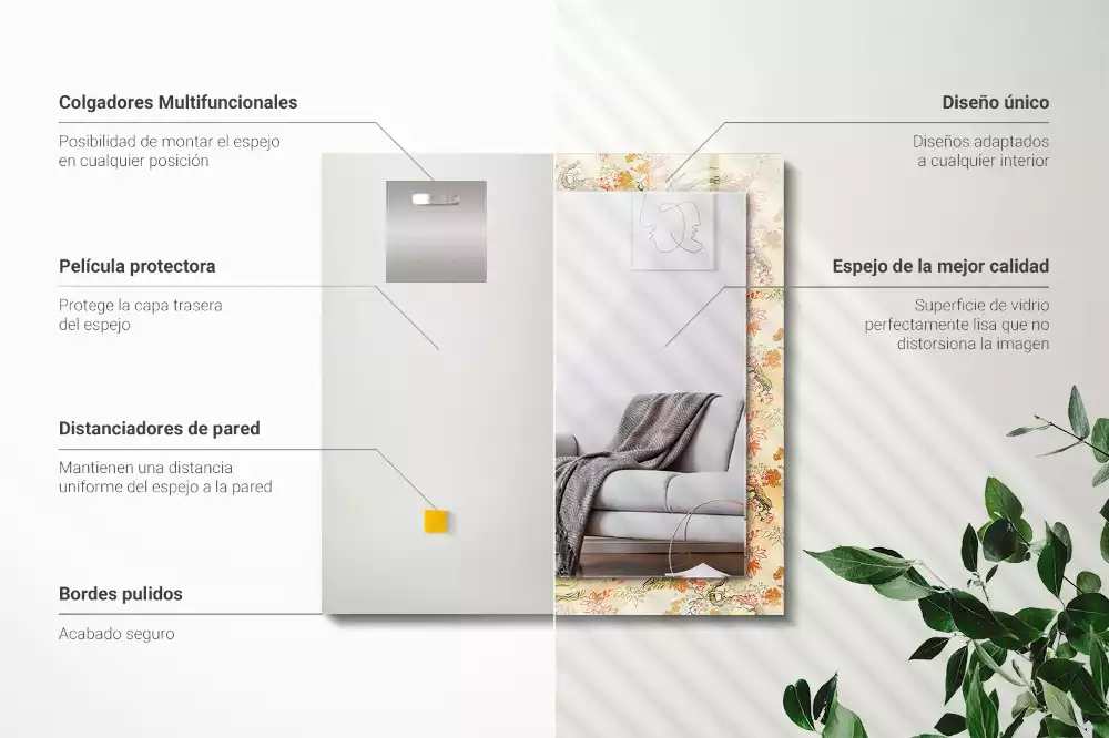 Obdélníkové dekorační zrcadlo Japonská zahrada