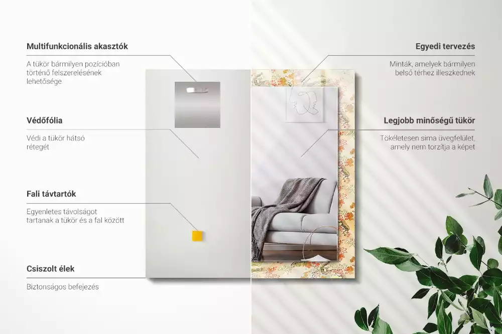 Obdélníkové dekorační zrcadlo Japonská zahrada