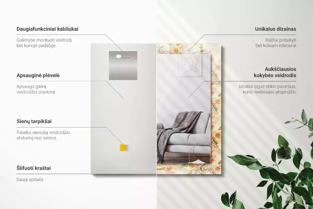 Obdélníkové dekorační zrcadlo Japonská zahrada