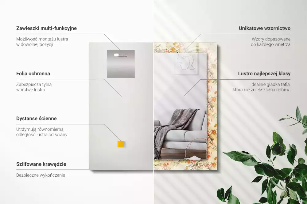 Obdélníkové dekorační zrcadlo Japonská zahrada