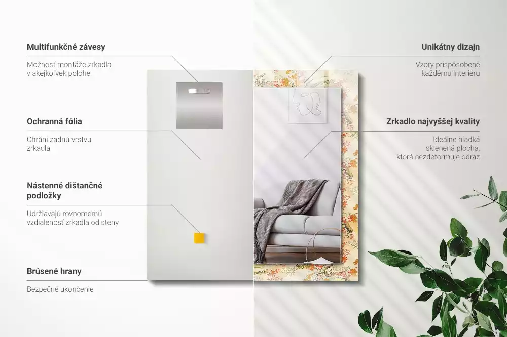 Obdélníkové dekorační zrcadlo Japonská zahrada