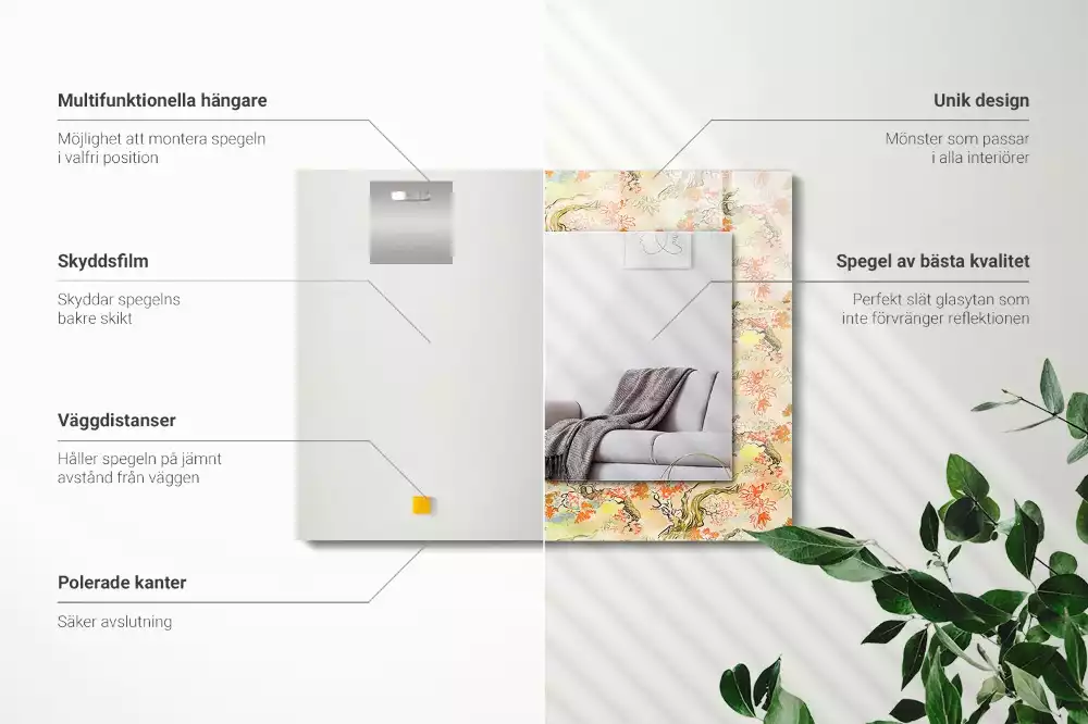 Obdélníkové dekorační zrcadlo Japonská zahrada