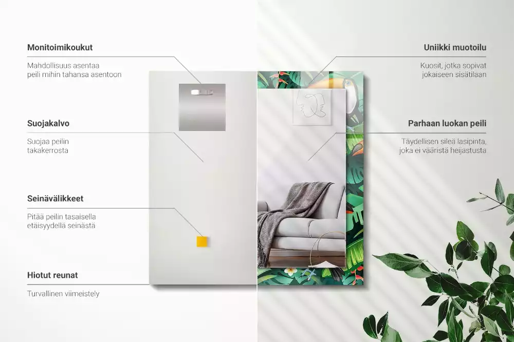 Obdélníkové dekorační zrcadlo Tukan opouští džungli