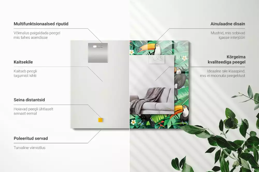 Obdélníkové dekorační zrcadlo Tukan opouští džungli