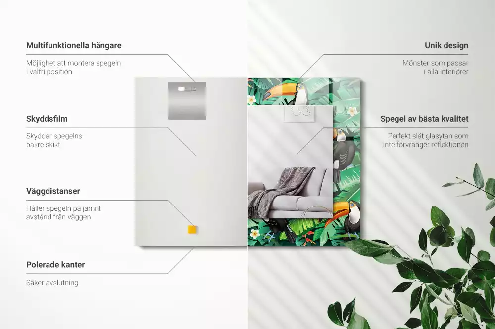 Obdélníkové dekorační zrcadlo Tukan opouští džungli