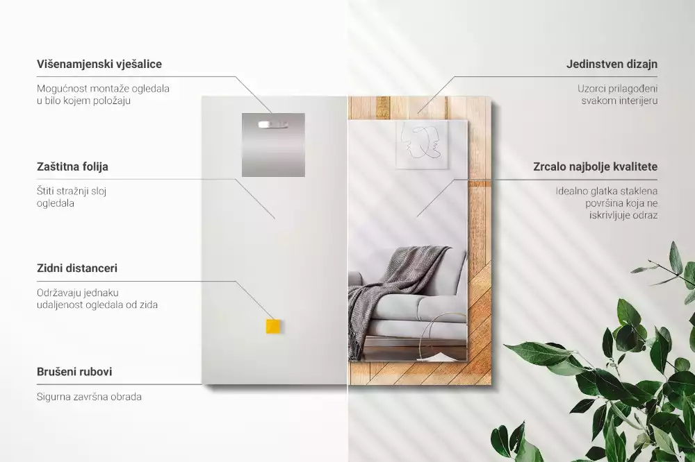 Obdélníkové dekorační zrcadlo Dřevěné parkety