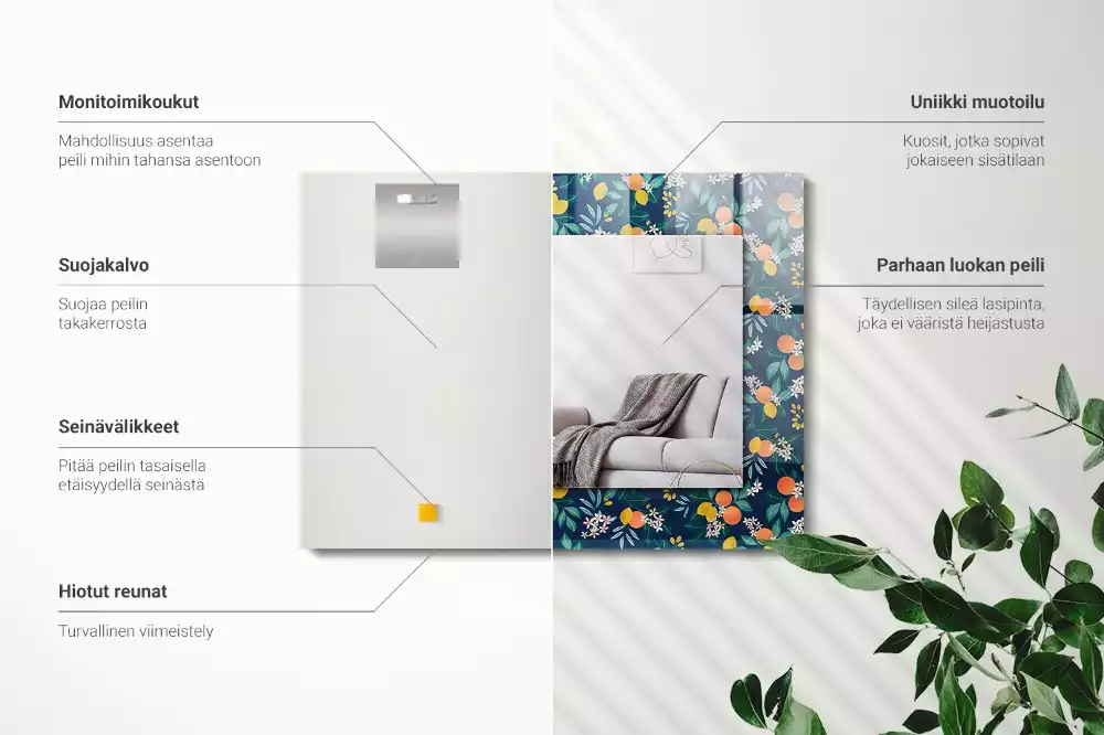 Obdélníkové dekorační zrcadlo Květiny a ovoce