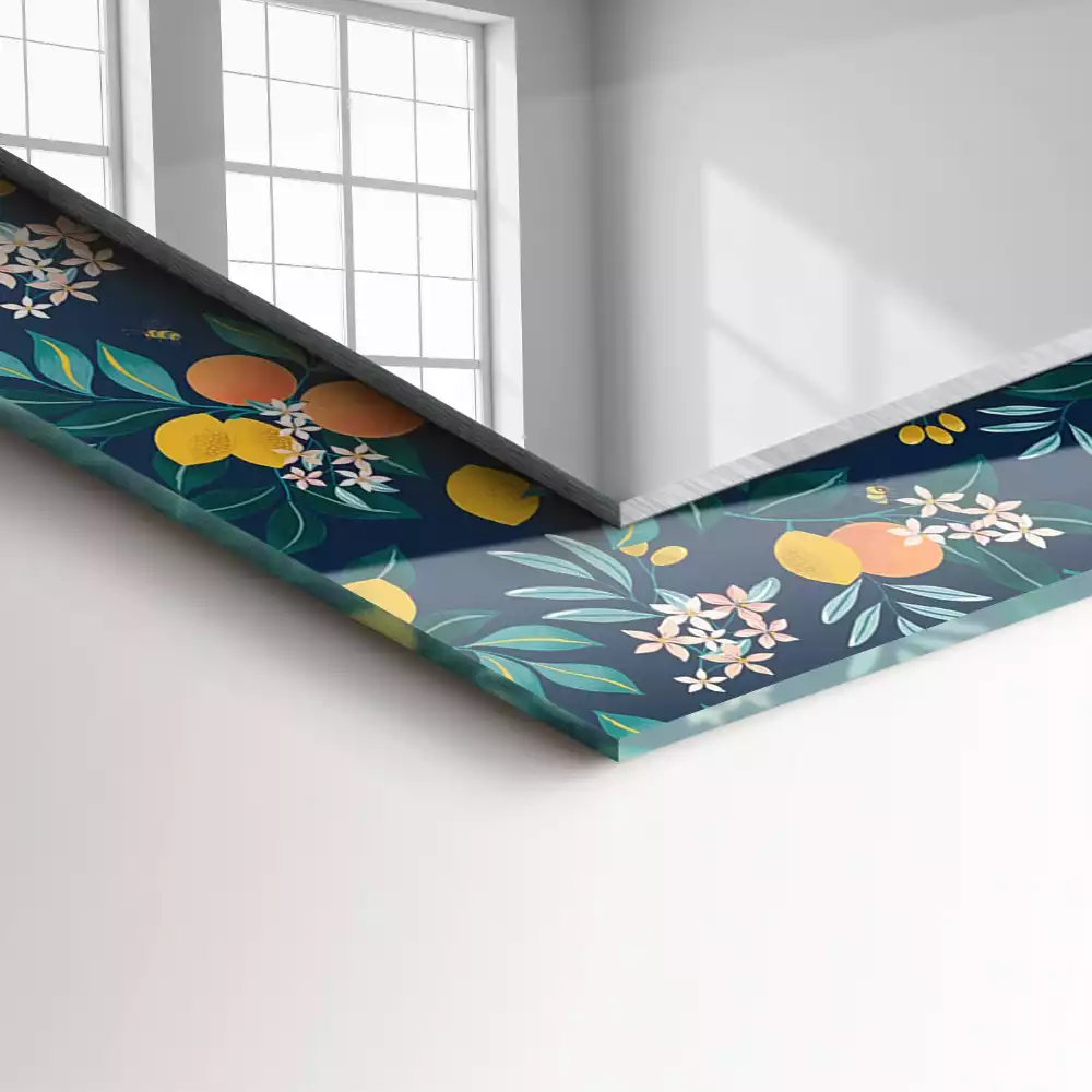 Obdélníkové dekorační zrcadlo Květiny a ovoce