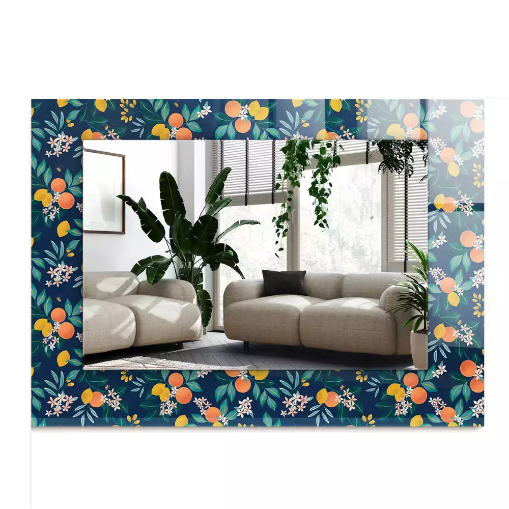 Obdélníkové dekorační zrcadlo Květiny a ovoce