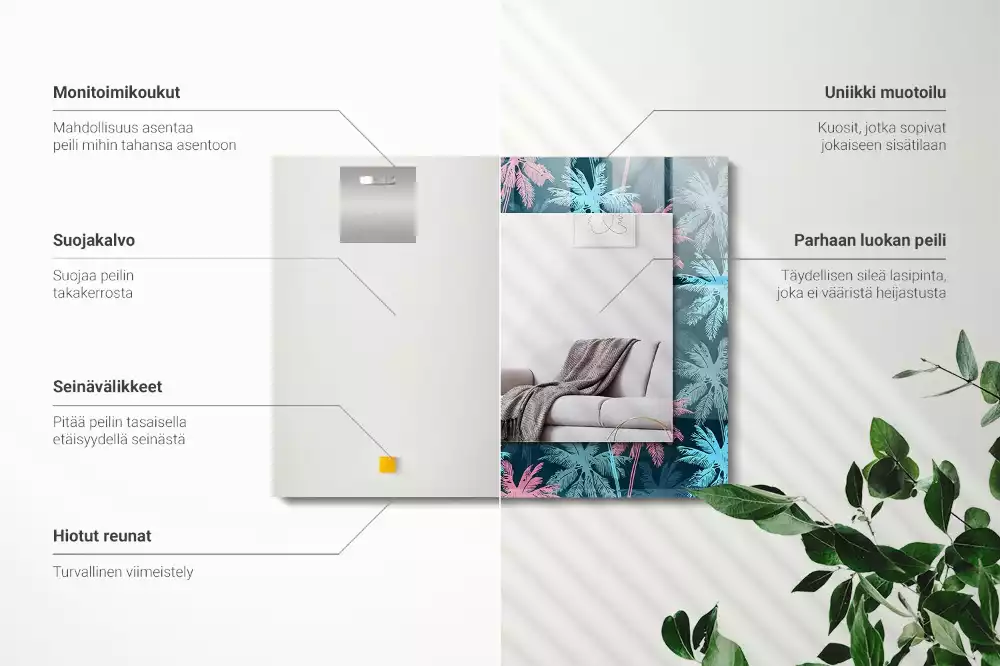 Obdélníkové dekorační zrcadlo Palmy barevný vzor