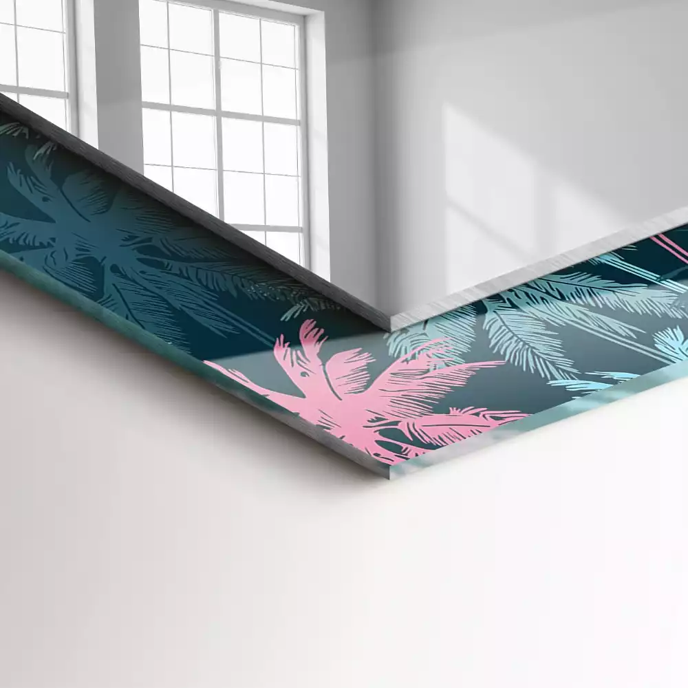 Obdélníkové dekorační zrcadlo Palmy barevný vzor