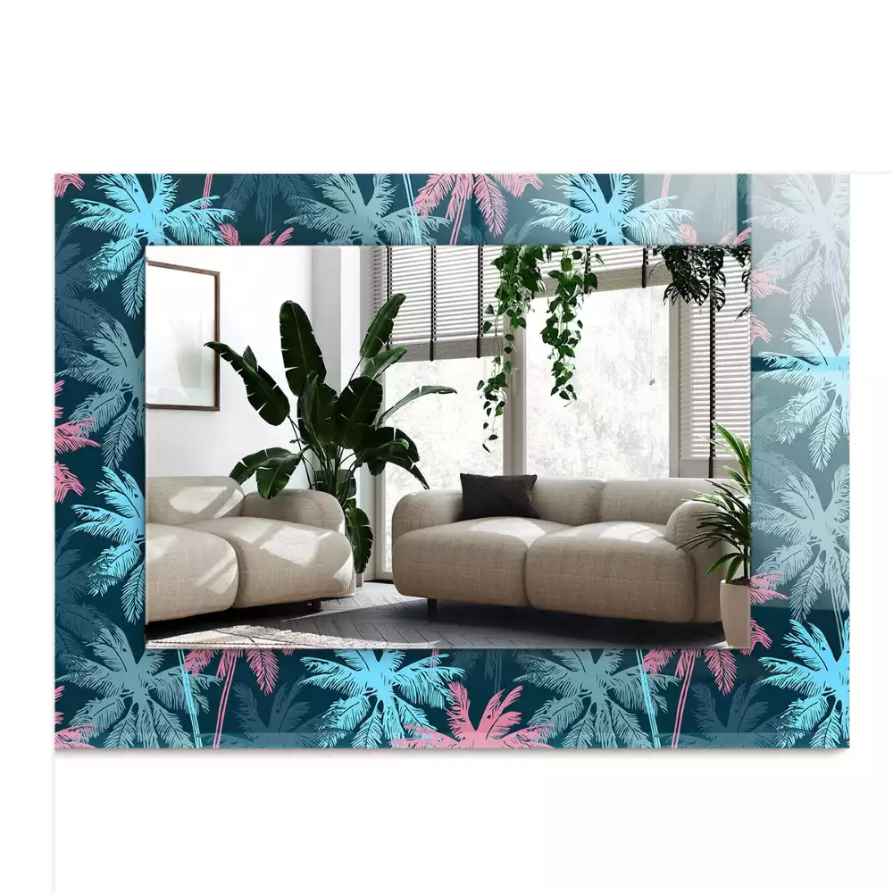 Obdélníkové dekorační zrcadlo Palmy barevný vzor