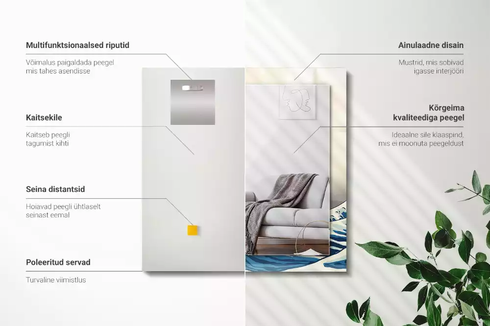 Obdélníkové dekorační zrcadlo Velká vlna v Kanagawě