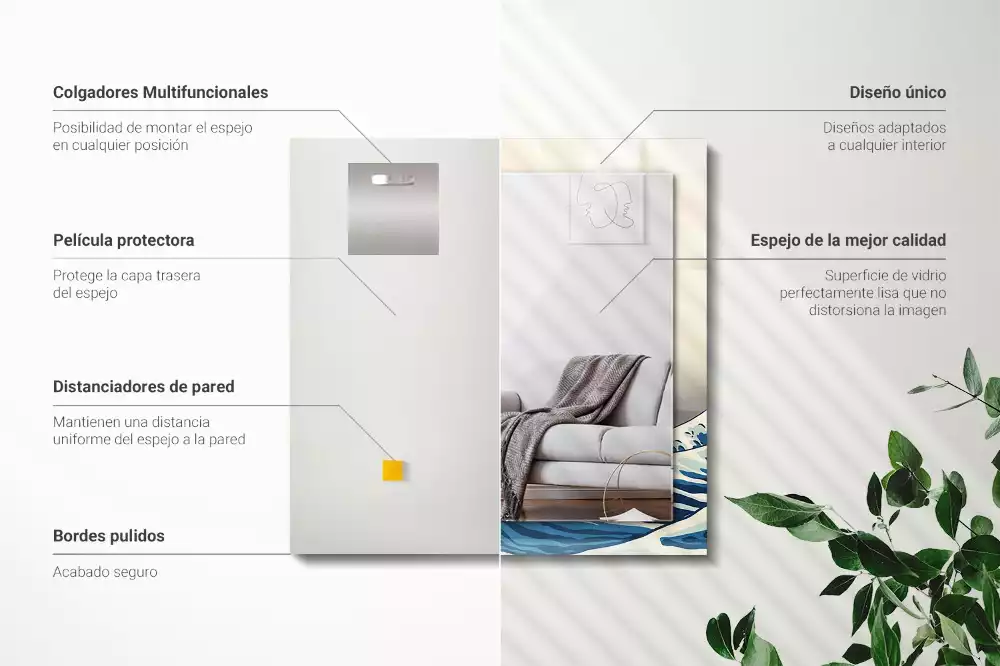 Obdélníkové dekorační zrcadlo Velká vlna v Kanagawě