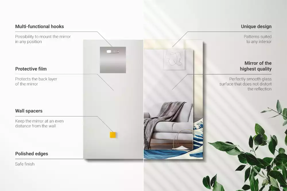 Obdélníkové dekorační zrcadlo Velká vlna v Kanagawě